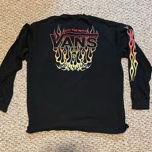 VANS black flame “off the wall” long-sleeve tee Size L